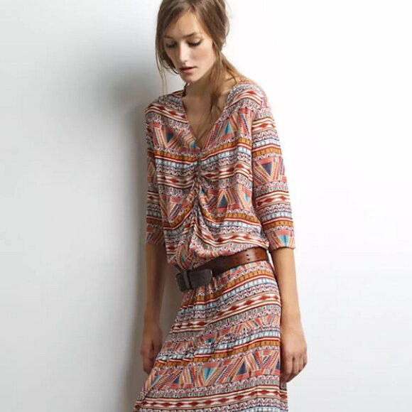 Ba&sh Price Mini Dress in Multicolor Orange Green White Cream Ivory Print - Picture 1 of 7